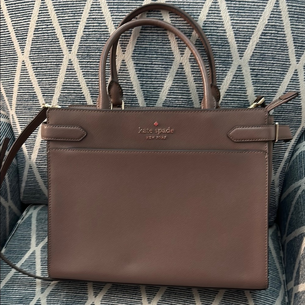 Kate Spade Brown Leather Satchel with Gold Hardware
